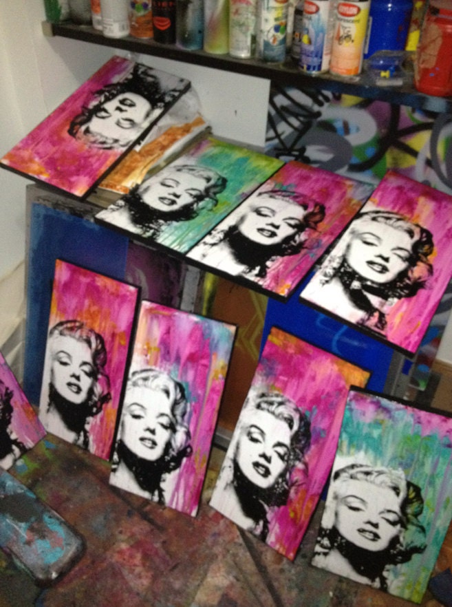 Marilyn Monroe - Silkscreen & acrylic - 10"x20" canvas