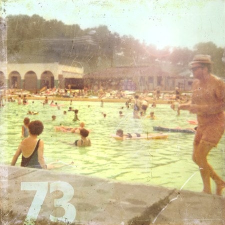 A Saturday in '73 - Vintage Photography Art Print 8x8.  Summer smell of chlorine. I love the 1970s with blues brothers look.
