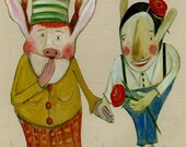 This Little Piggy Found True Love 8 x 10 matted water color giclee fine art print watercolor illustration painting