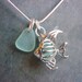 Sea Glass Necklace Locket Filigree Fish Sea Foam Beach Glass - Special Order
