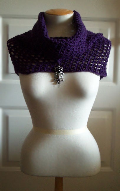 Cowl/Circle Scarf With Metal Owl Pendant