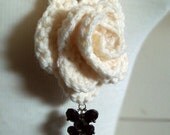Crochet Rose Necklace- Bone White
