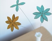 wood flowers - set of SIX - choose from aqua chartreuse red tangerine