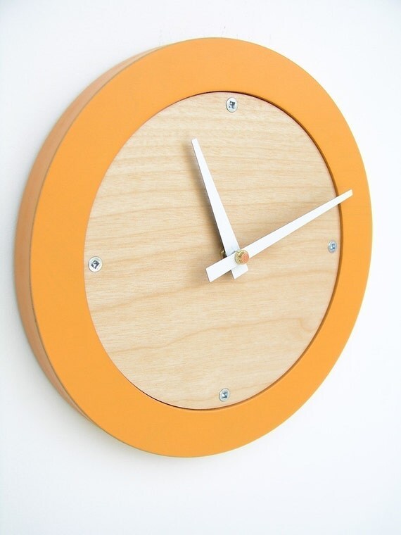 tangerine creamsicle modern wall clock