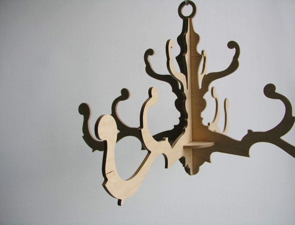 fancy chandelier in natural birch