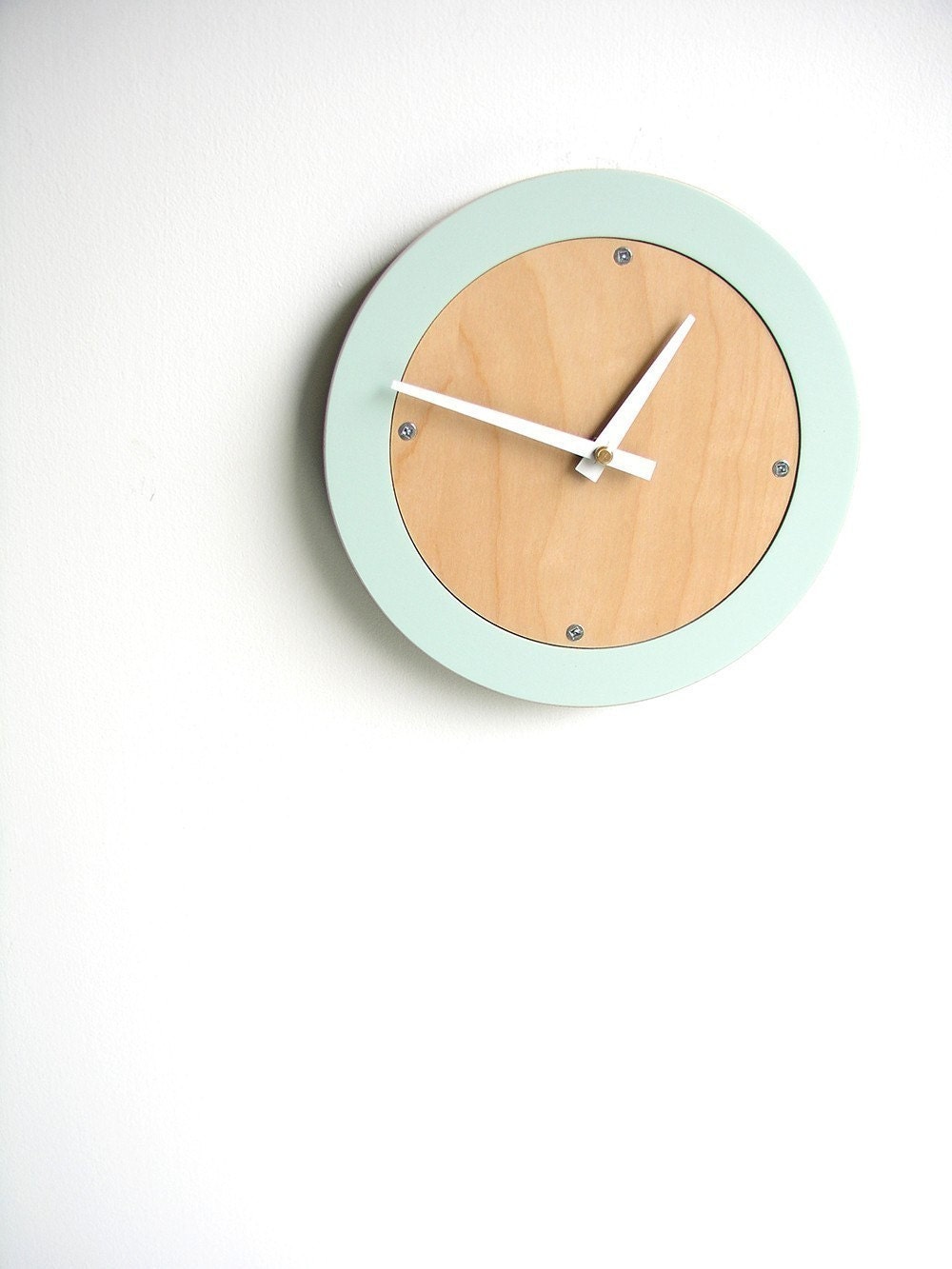 pale blue modern wall clock