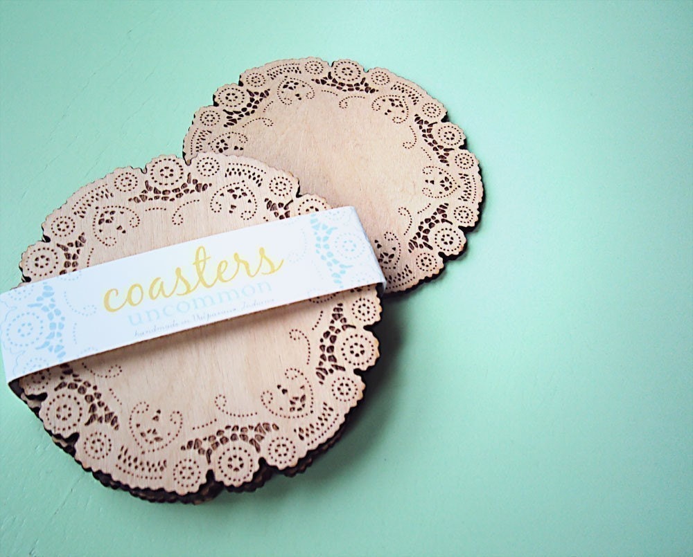 doily coasters - wood coasters - home & living