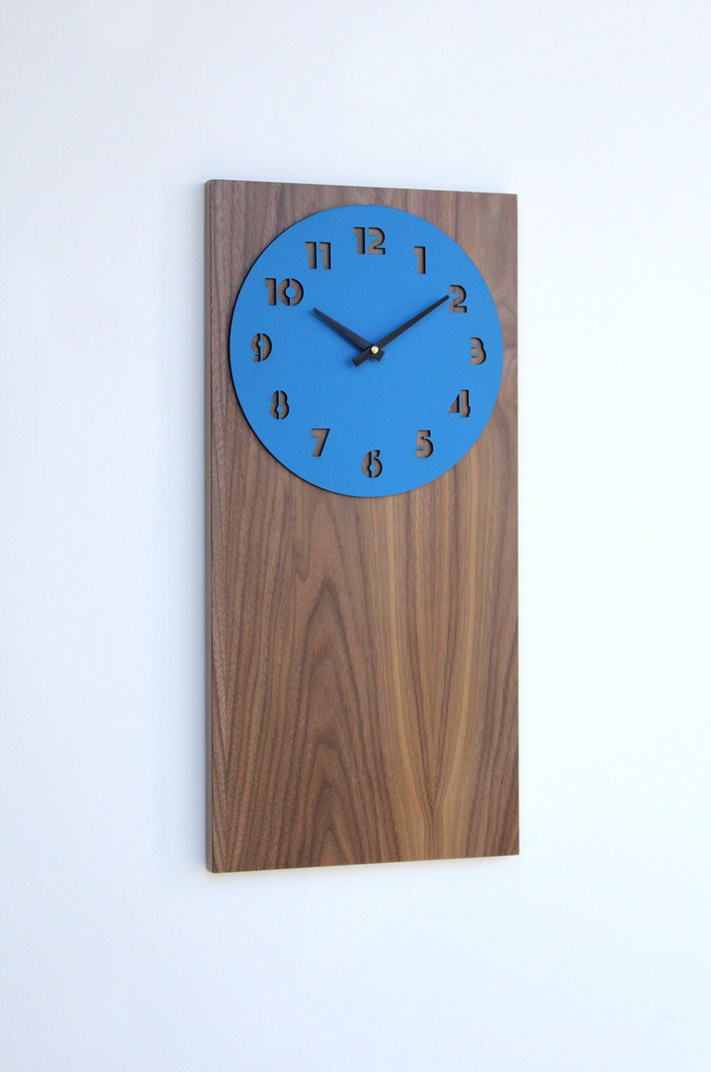 retro modern walnut wall clock