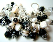 Pearl cha cha bracelet, chunky crystal charm statement bracelet, black and white ... Salt and Pepper