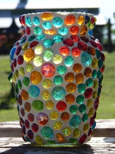 Beautiful Mosaic Vase or Candleholder