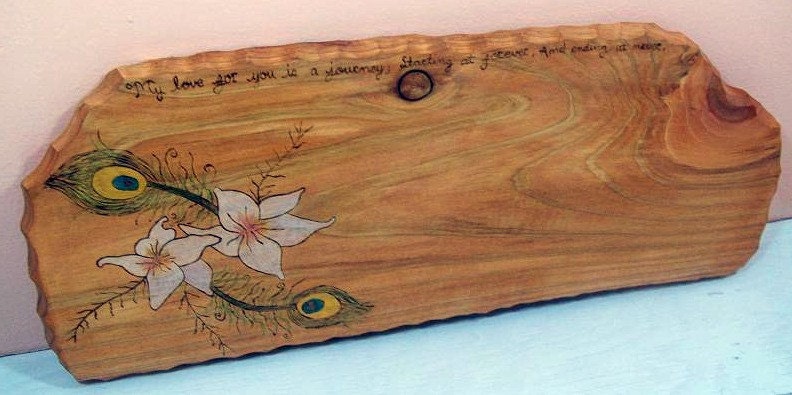 Wood Wedding Guest Book Alternative Peacock