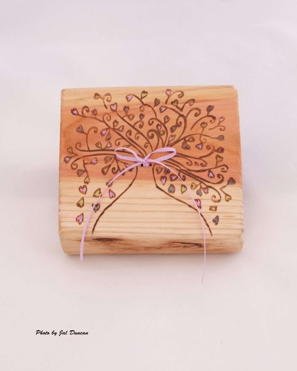 Ring Bearer Pillow Alternative Wood With Tree of Hearts Design