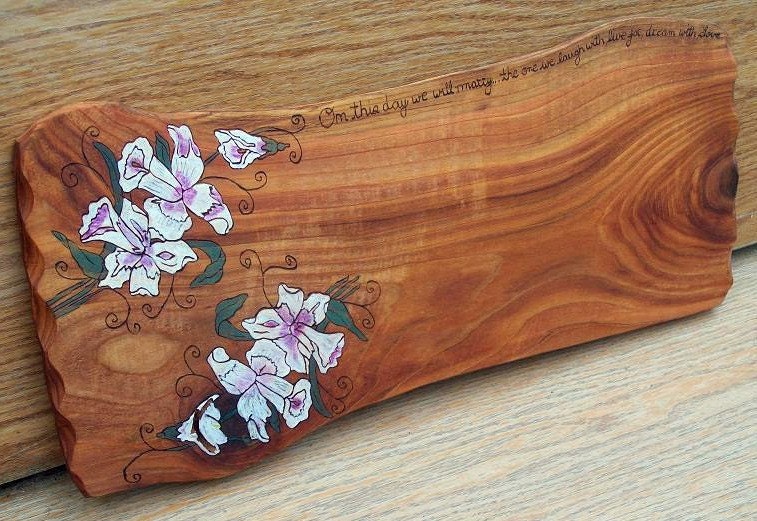 Large Wood Wedding Guest Book Alternative Orchids Design