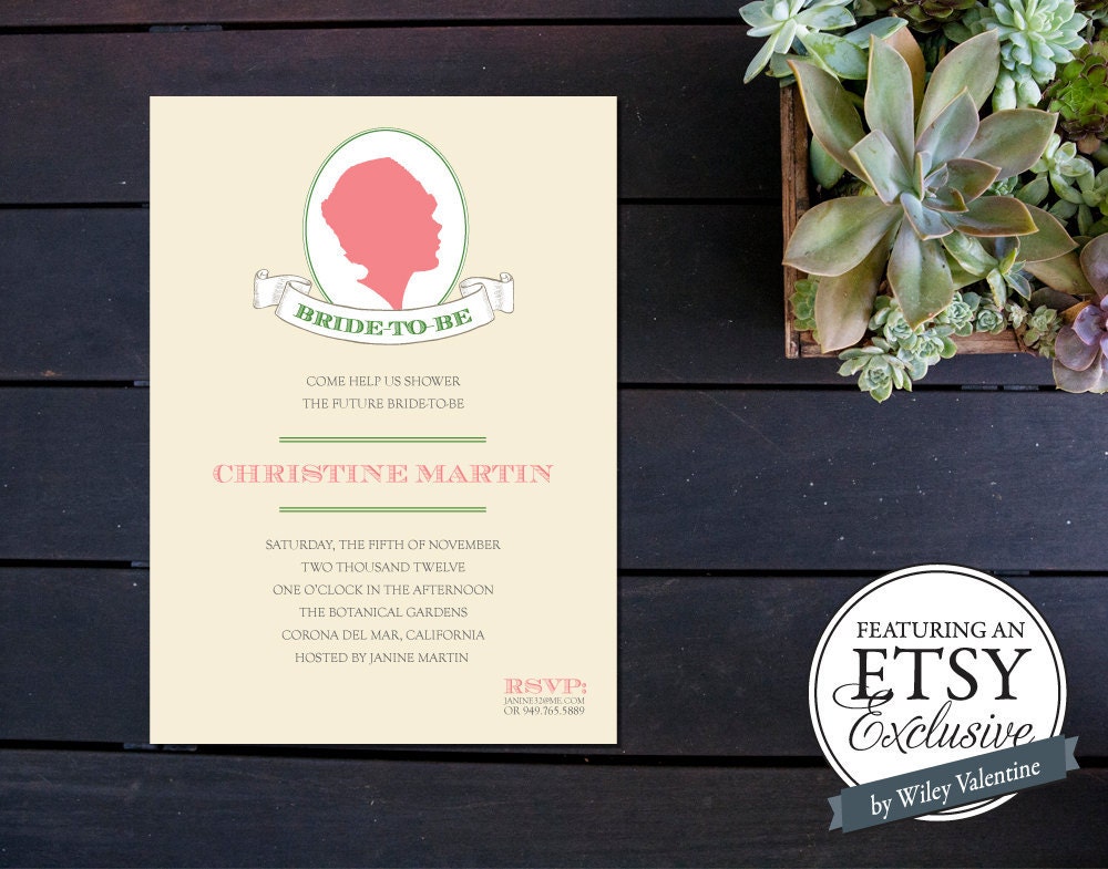 Bridal Shower Silhouette Custom Invite (((ETSY EXCLUSIVE)))