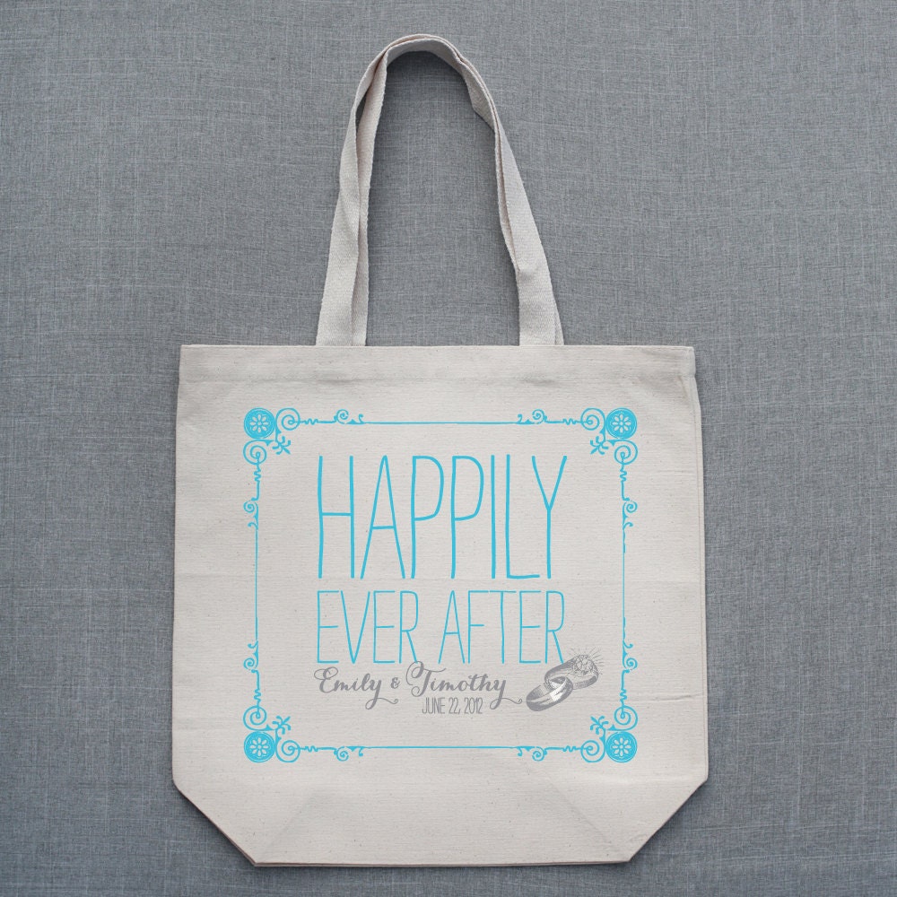 Decorative Frame Happily Ever After Large Custom Tote Bag