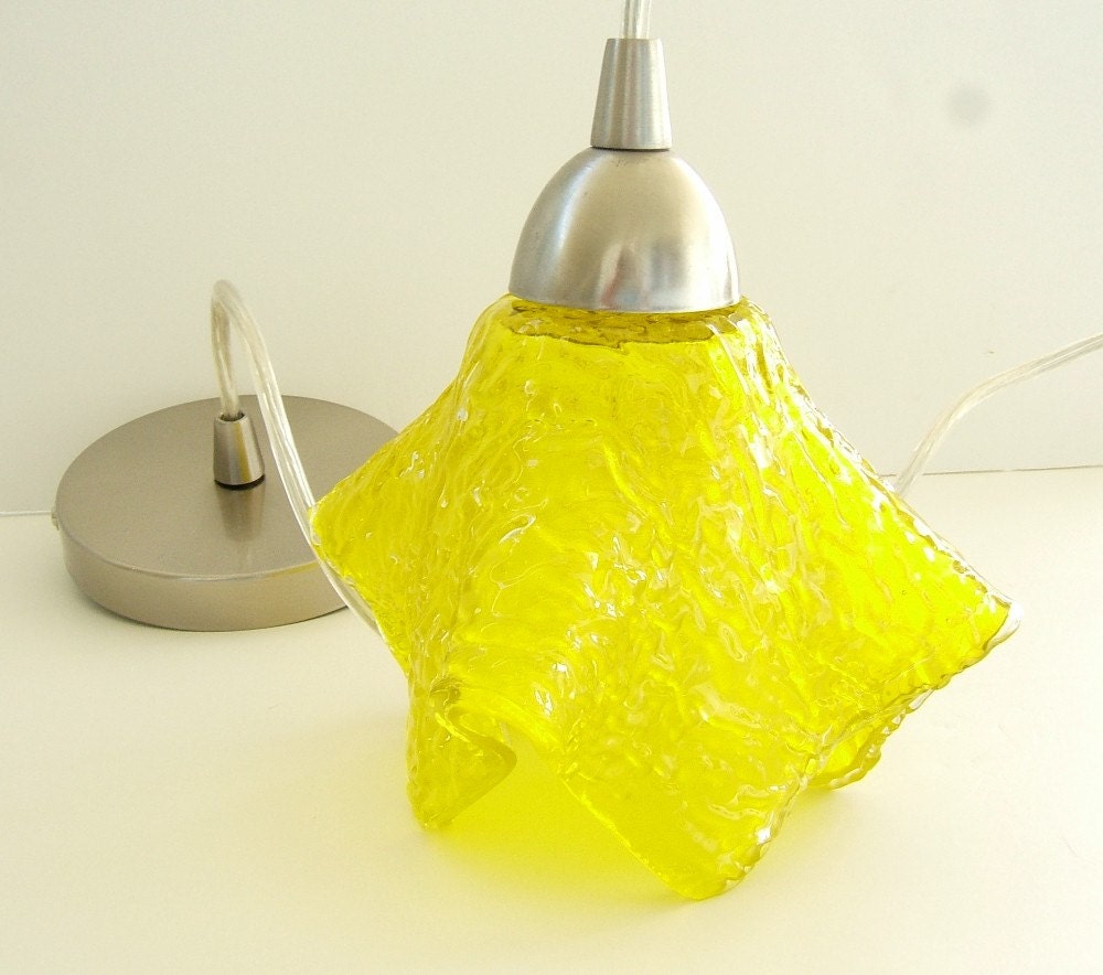 Yellow Decorative Pendant Lighting Fixure Art Glass