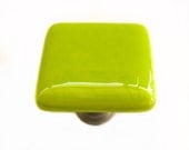 Lime Green Glass Cabinet Knob l Kitchen Bathroom Hardware