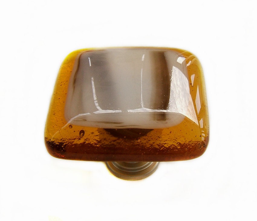 Amber and Stone Glass Art Glass Cabinet Knob Hardware