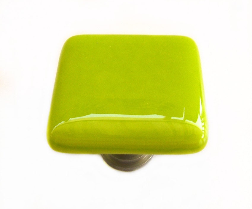 Lime Green Glass Cabinet Knob l Kitchen Bathroom Hardware