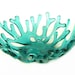 Art Glass Coral Bowl in Deep Turquoise - Ocean Beach Sea Coral Bowl