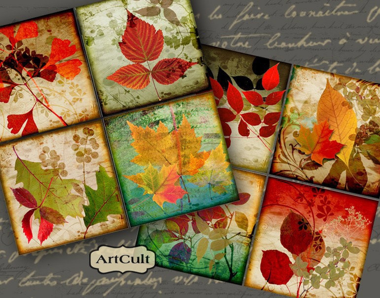 AUTUMN - 3.8x3.8 inch Images for Coasters/ Greeting cards /magnets/ gift tags/ printable digital download/ fall images