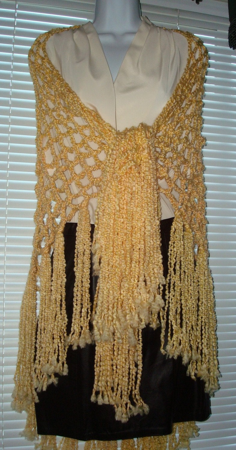 Gorgeous Hand Crochet Open Chain Link Stitch Shawl
