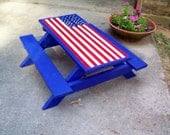 Hand Painted Picnic Table American Flag Child Size