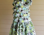 Peasant Top and Twirl Skirt in Gray, Lime, and Aqua size 2/3 and 4/5