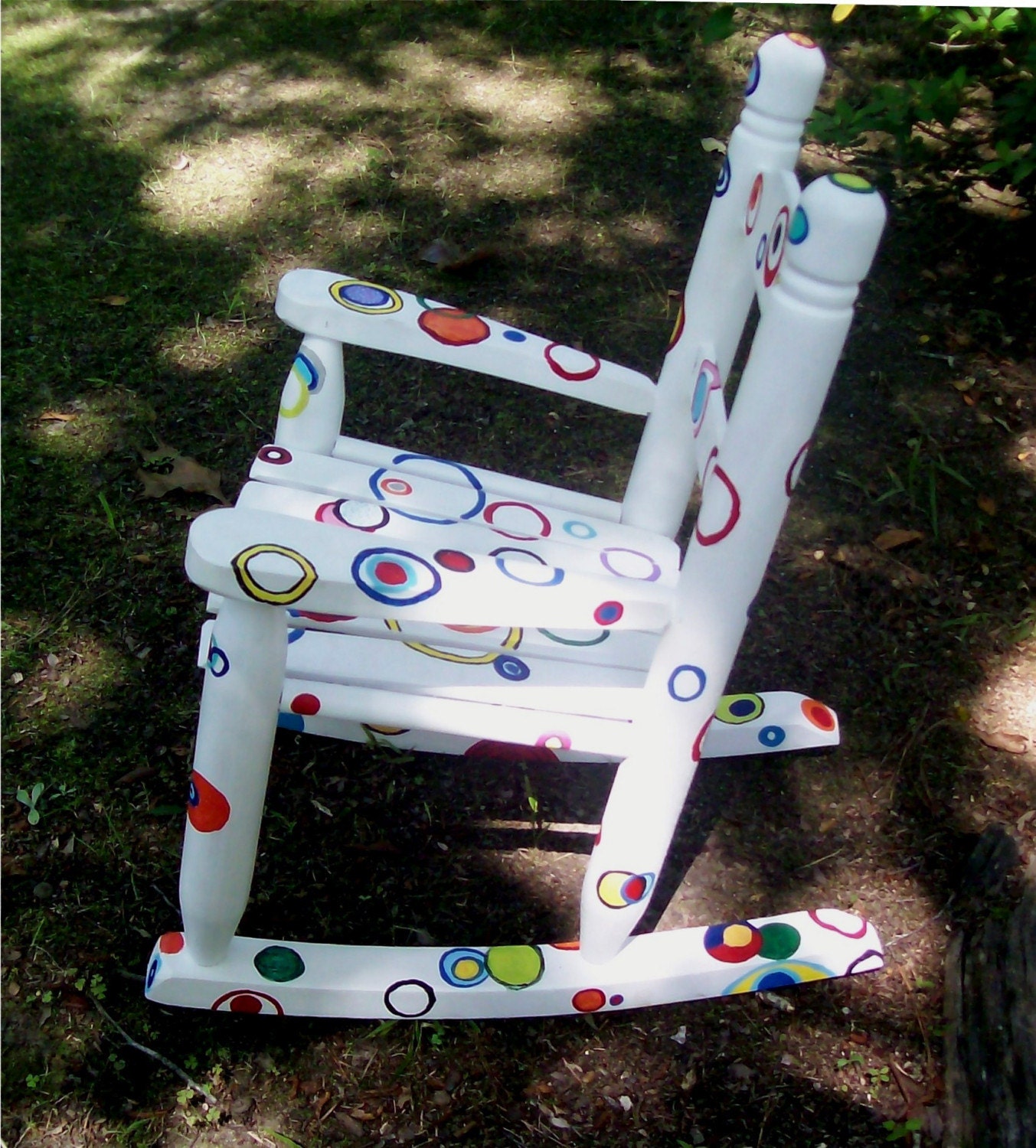 Rocking Chair, Hand Painted Rainbow Bubble Rocking Chair