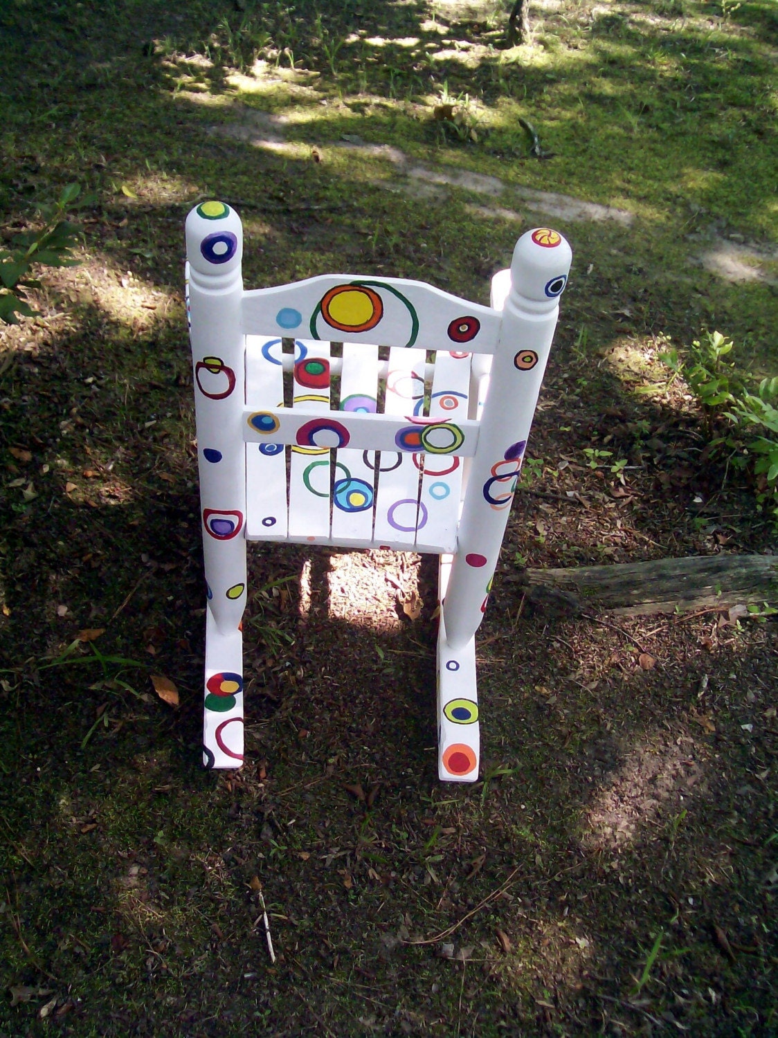Rocking Chair, Hand Painted Rainbow Bubble Rocking Chair