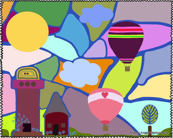 Sunday Morning in Happy Town. Matted Digital illustration