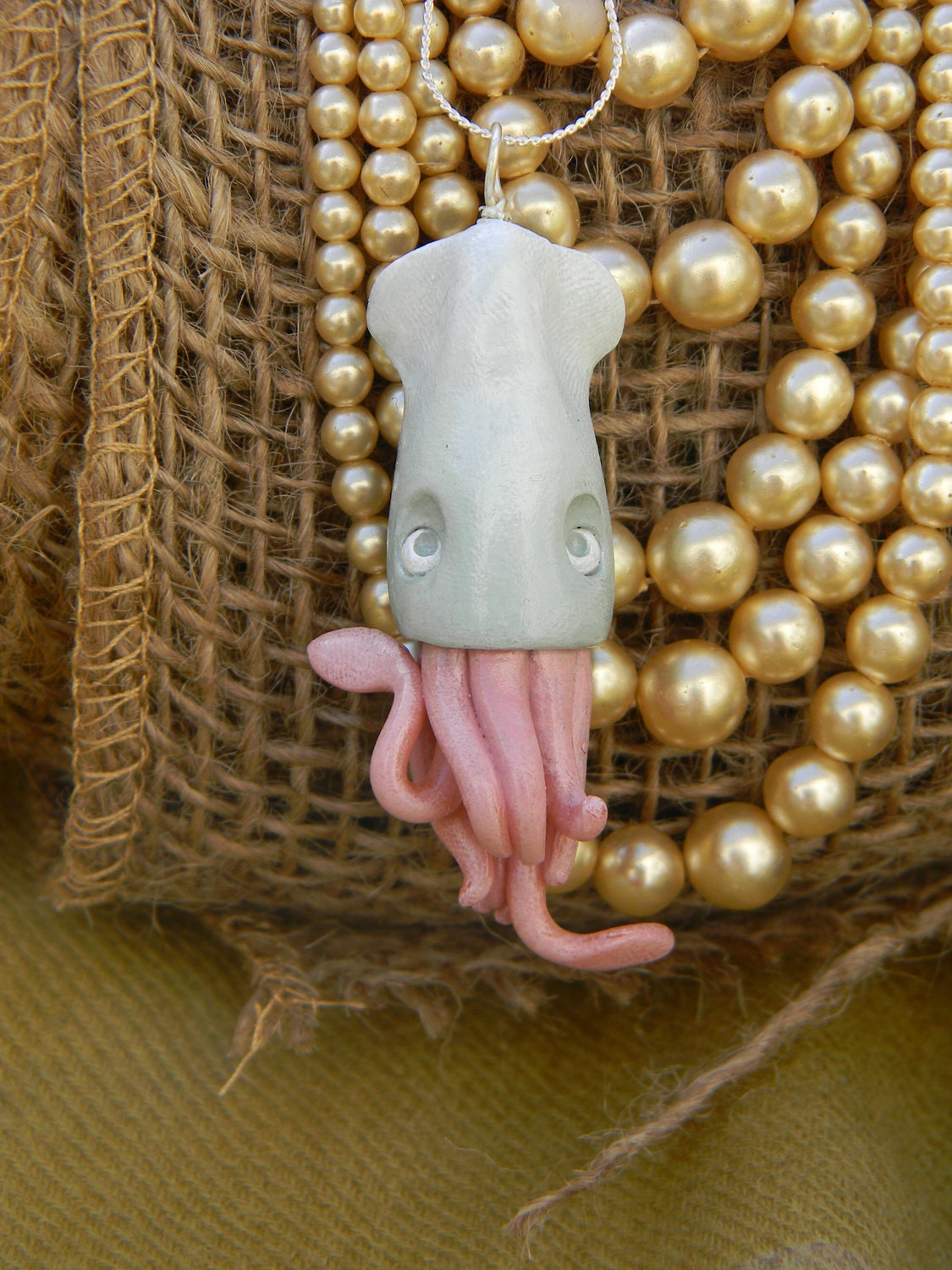 Ella the Squid Pendant.Jewelry.Necklace