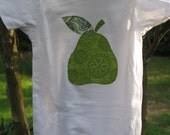 Adorable Pear Onesie - Custom Applique and Handsewn