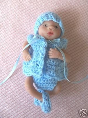 CROCHET SET FOR ooak polymer baby boy 5 to 6 inch Baby Blue