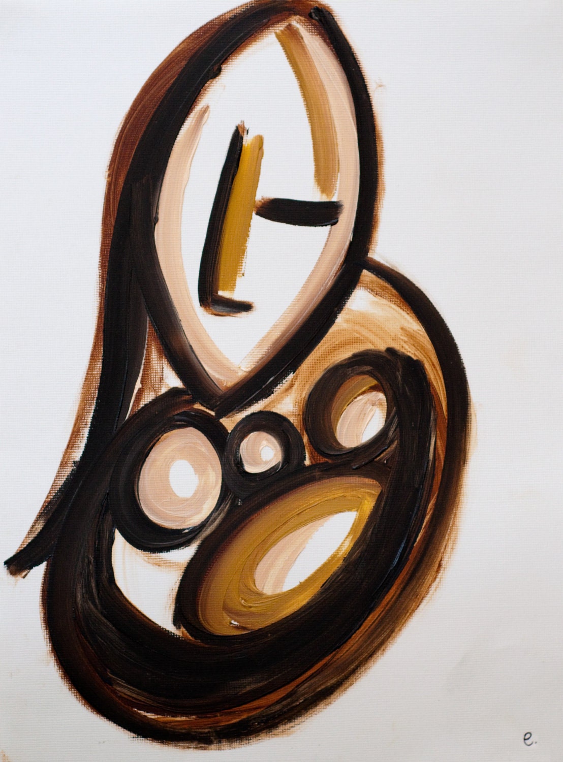 giclee print of a nursing mother, newborn baby, feeding milk, abstract, oil on canvas