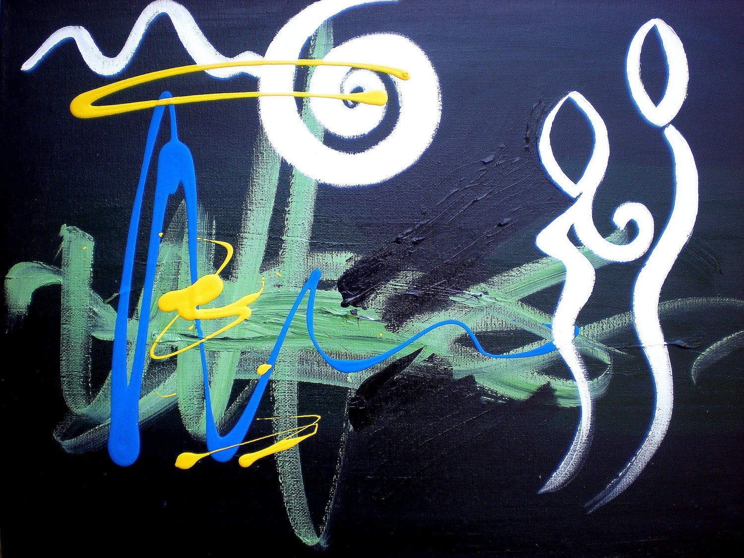 giclee print of two lovers dreaming about the future, acrylic and gouache on canvas