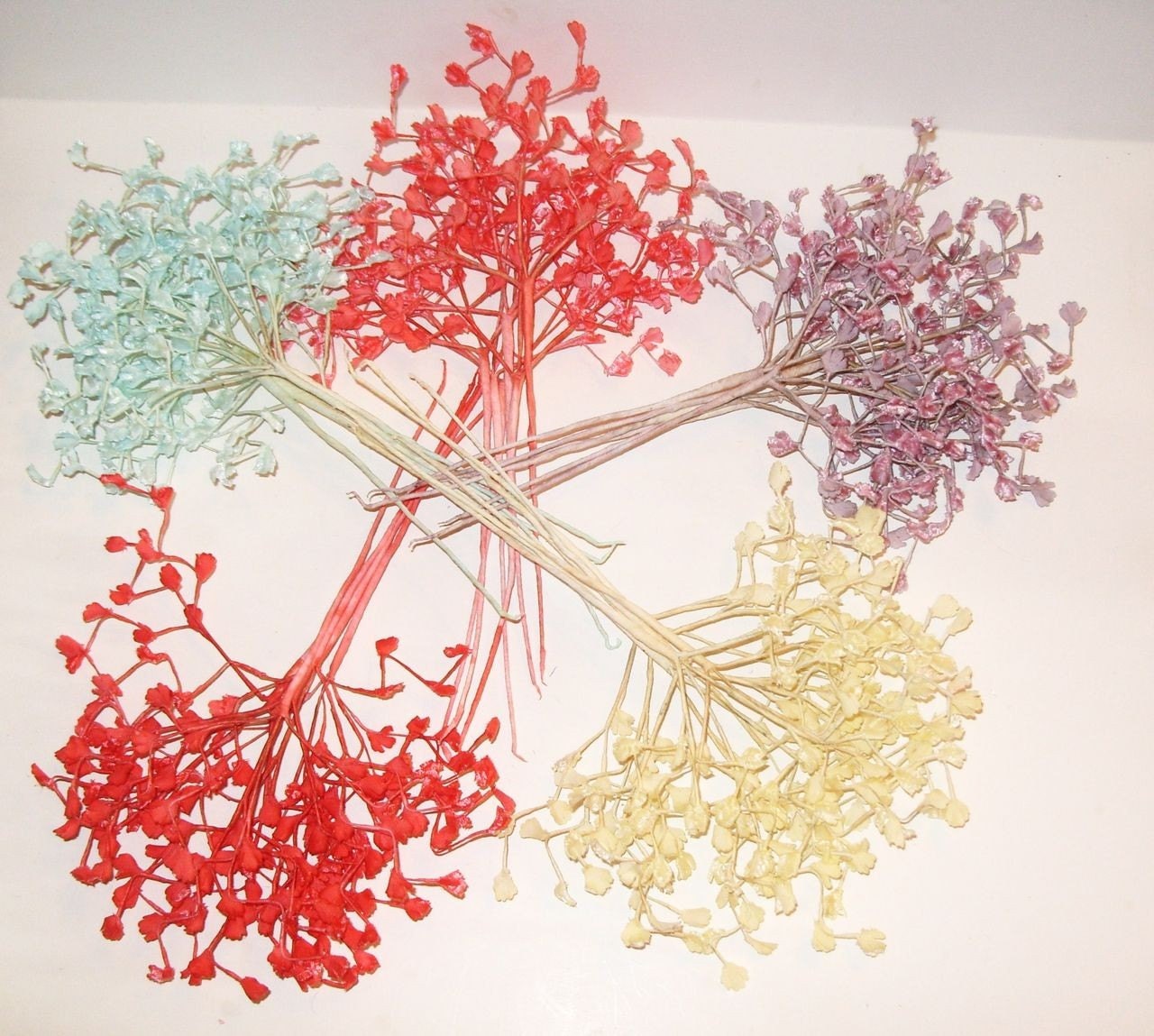 PINK Velvet Fern Spray Baby's Breath Vintage Millinery Flowers Hat Trim Wired Flower Crown DIY supply