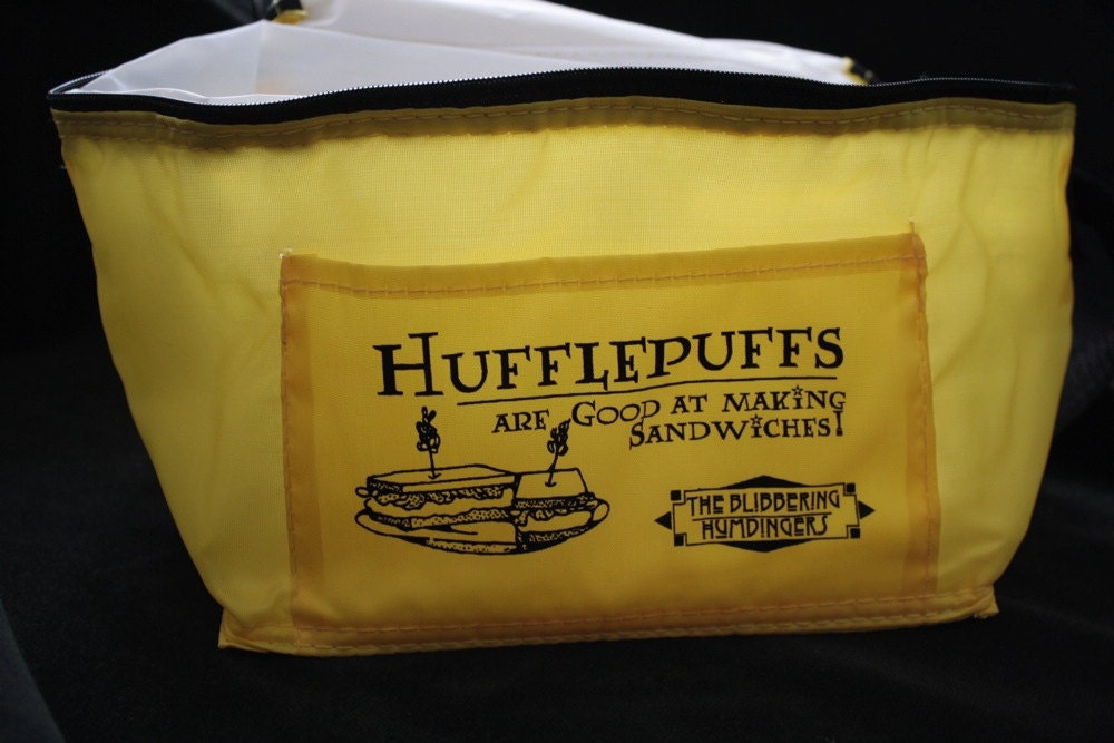 Hufflepuff Sandwich Cooler Bag lunch box zippered Lunch sack / CD carrying case / goldenrod yellow