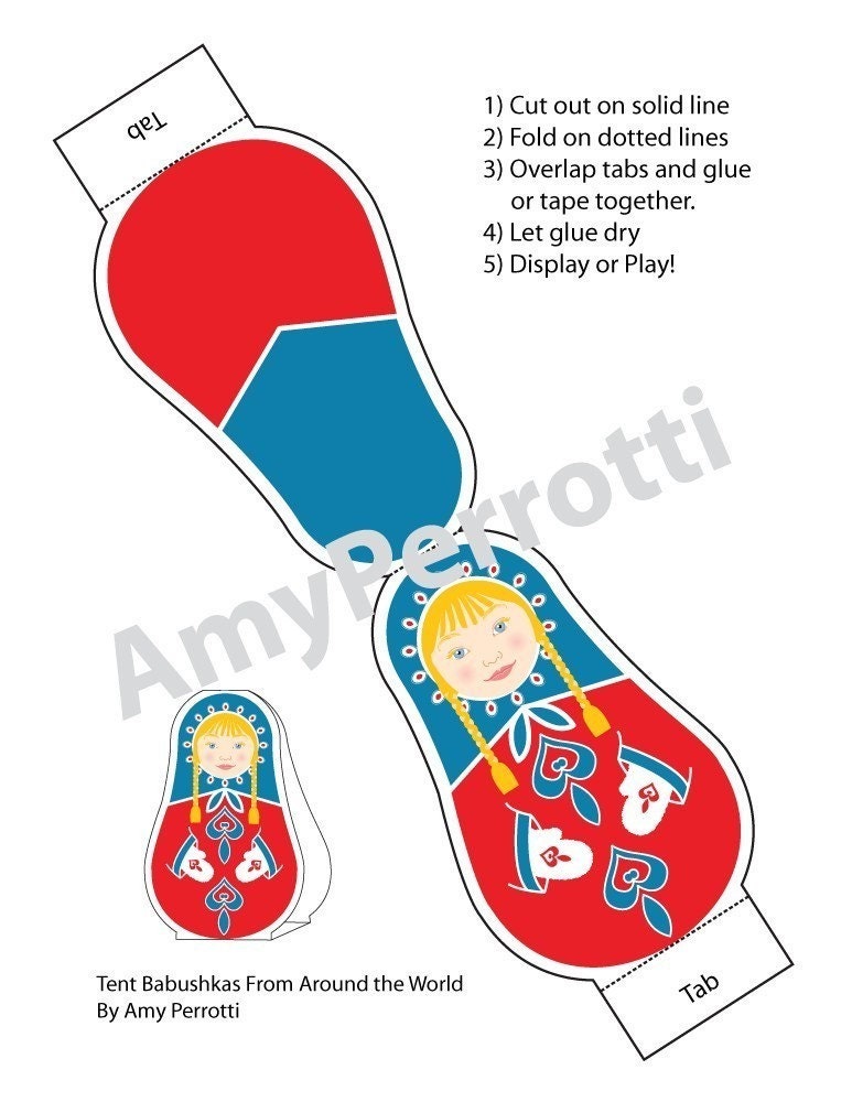 Set of 3 Babushkas From Around the World Tent Card Doll Crafts PDF