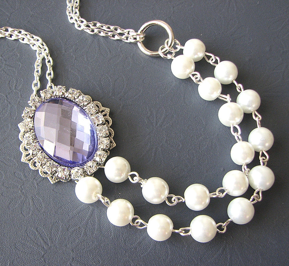 Wedding Jewelry Purple Necklace Bridal Jewelry Wedding Statement Necklace Double Strand