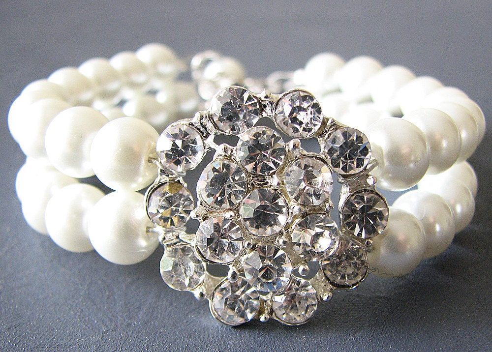 Bridal Jewelry Wedding Bracelet Bridal Wedding Jewelry Beaded Cuff Bracelet Flower Bracelet
