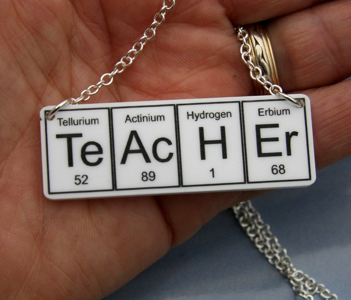 TeAcHEr Necklace ... periodic table inspired jewelery