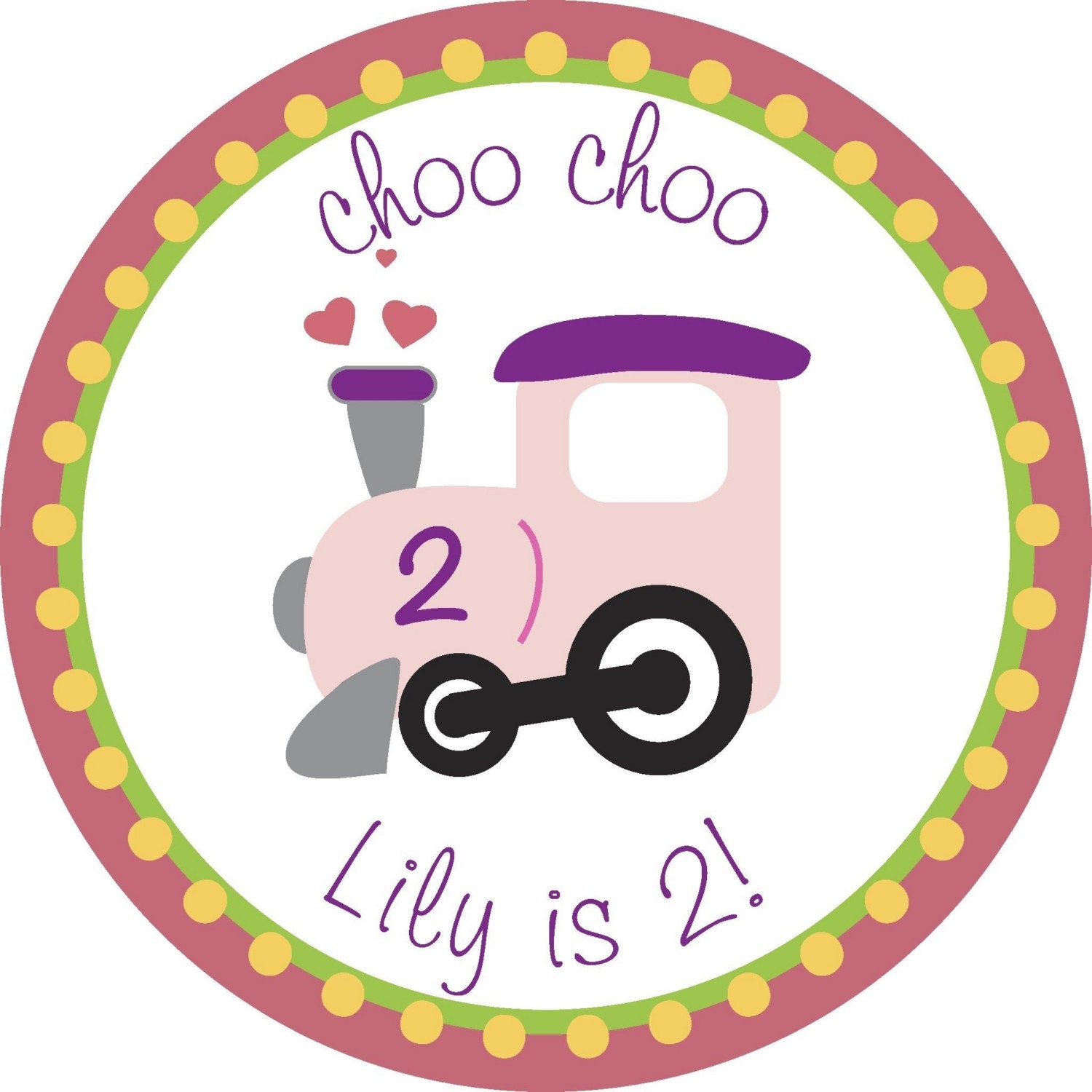 Personalized Stickers, Train, Treat bag labels,Pink,Packaging,Children, Kids, Favor, Custom, Set of 24