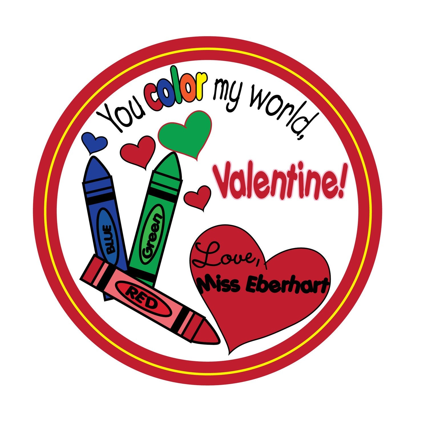 Personalized Stickers, Crayons, Valentine Stickers,Treat labels,Valentines Day,Hearts, Red, Pink, Love, Sweet, Treats,Children,Set of 30 Il_170x135
