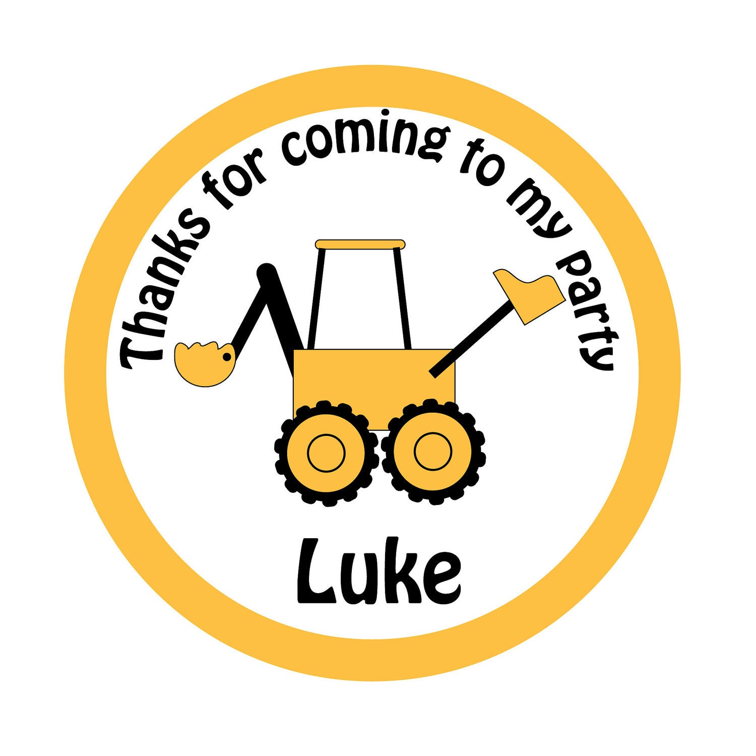 Personalized Sticker Labels, Construction Birthday, Bulldozer, Set of 24 Il_170x135