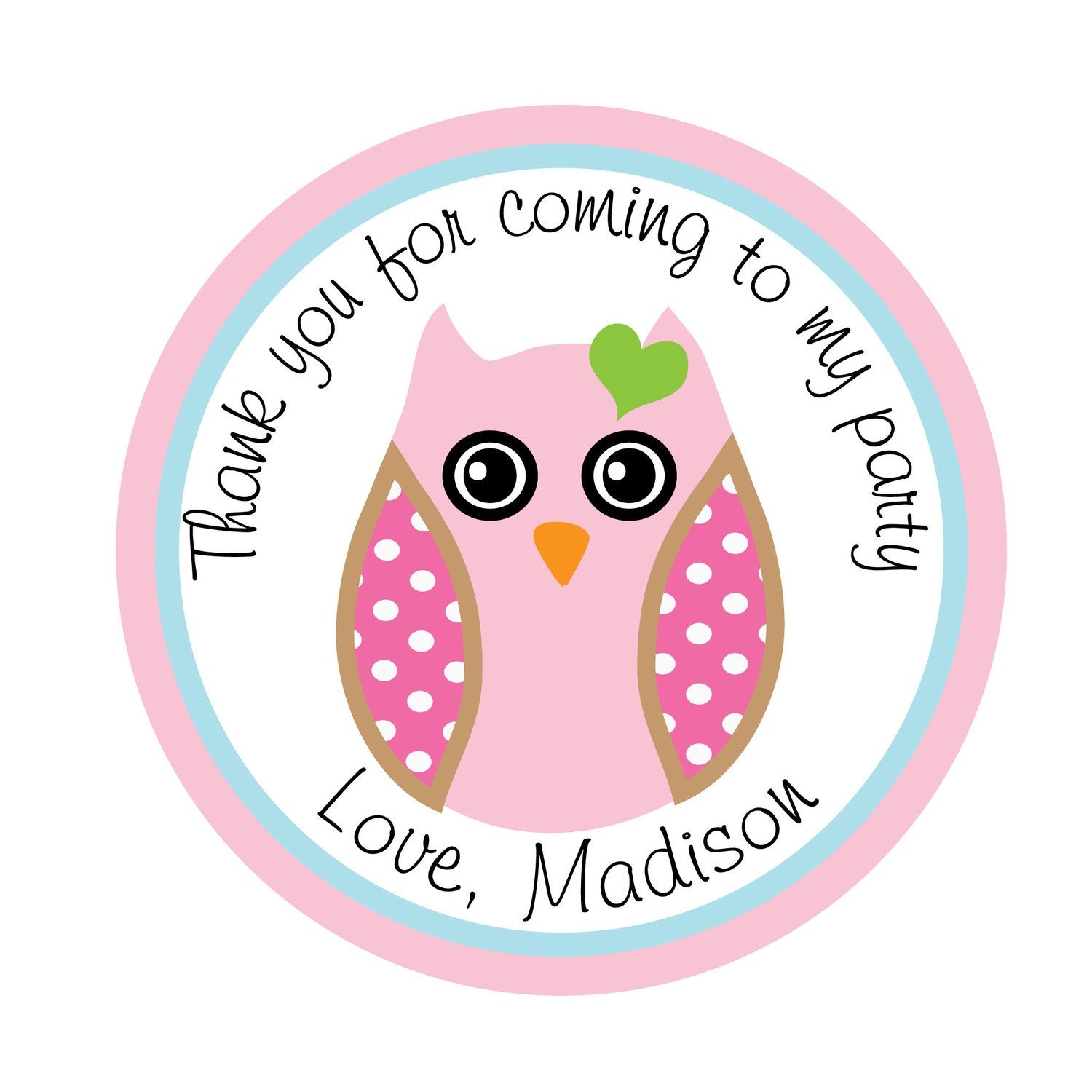 Owl, Pink, Personalized Stickers, Gift, Polka dots, Birthday, Party, Favor stickers,Labels, Tags, Personalized Sticker Labels Set of 24 Il_570xn