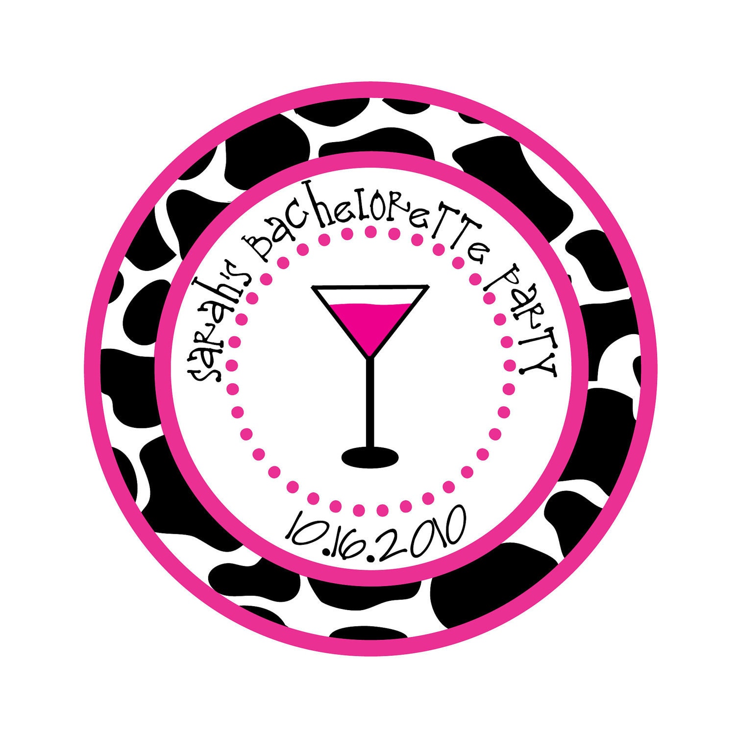 Giraffe Print, Martini, Pink, Personalized Stickers, Bachelorette,Party, Favor stickers, Personalized Sticker Labels Set of 24 Il_570xn