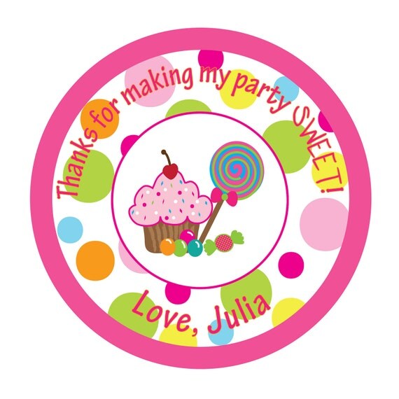 Personalized Birthday Stickers, Sweet Shoppe,Polka dots,Children,Kids,Party Favor stickers, Labels,Personalized Sticker Labels Set of 24 Il_570xn