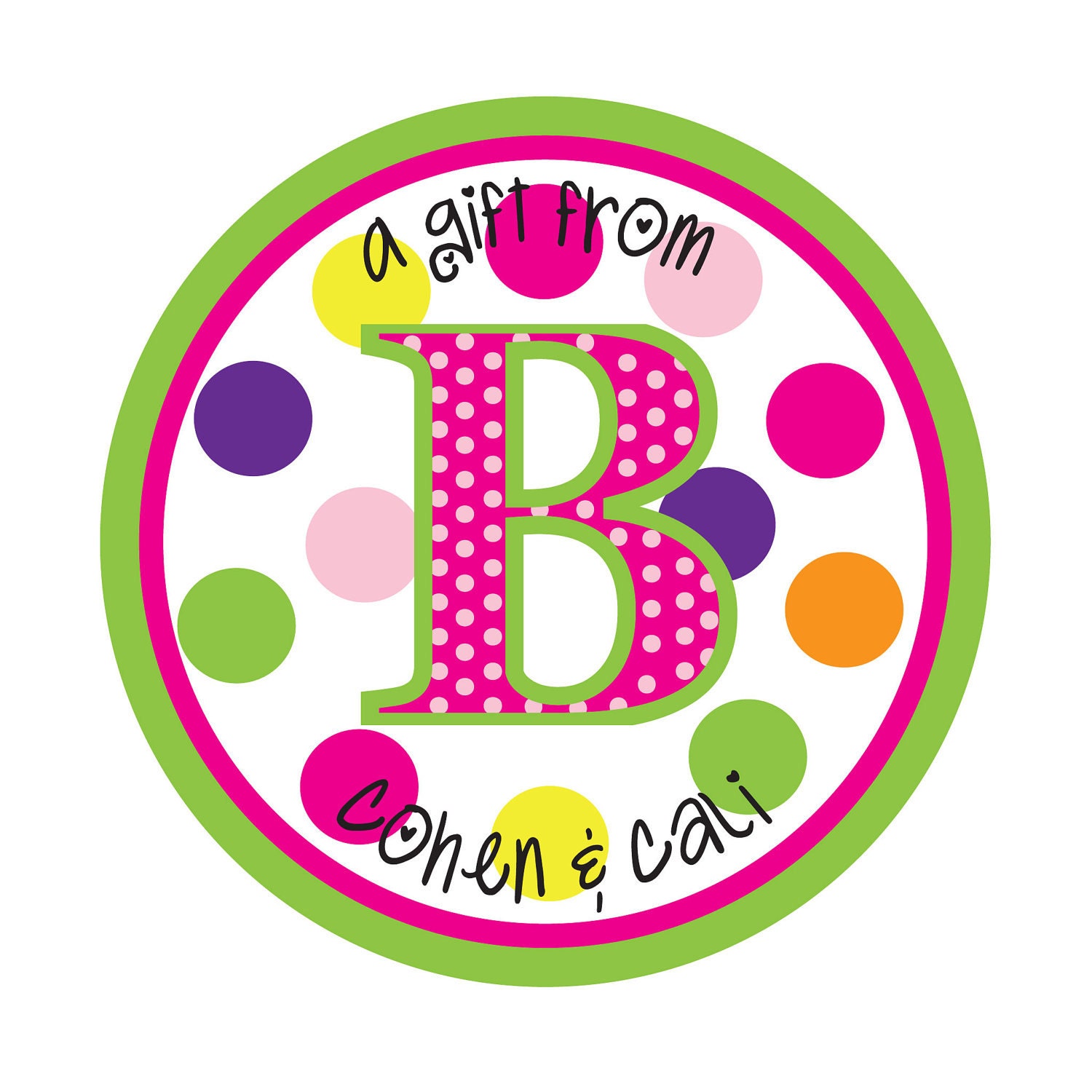 Personalized Stickers,Polka dots,Gift Sticker, Birthday, Children, Kids, Party, Favor stickers,Personalized Stickers Set of 24 Il_570xn