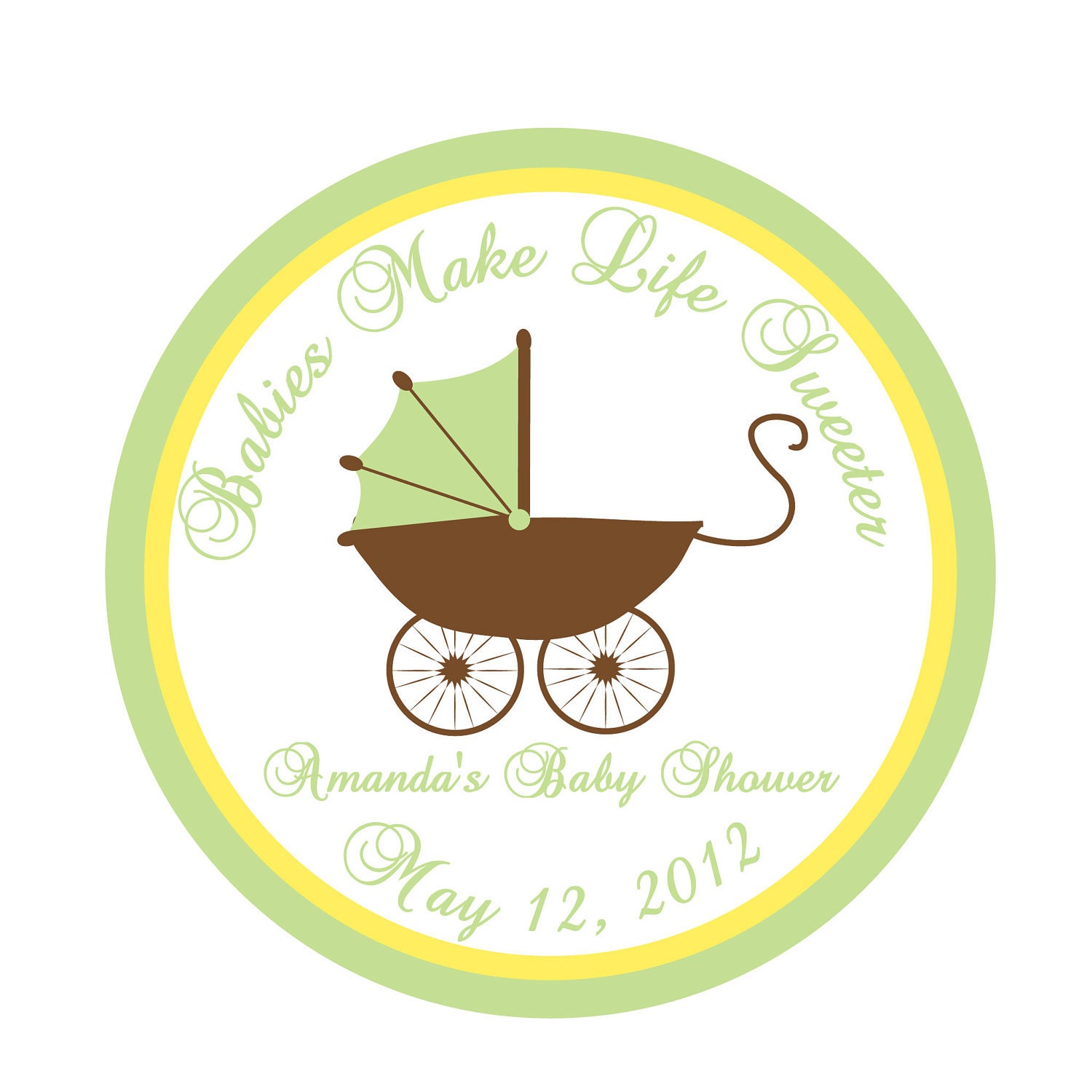 Personalized Stickers, Pram, Baby Shower, Baby Stroller, Favor, Treat Bag, Thank you, Wedding, Bridal, Shower, Baby, Set of 24 Il_570xn